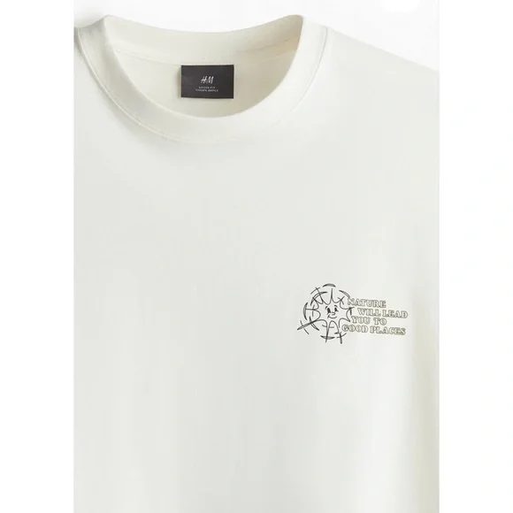 H&M “Nature Will Lead You To Good Places” Loose Fit Graphic T-Shirt, Size L - Picture 3 of 10